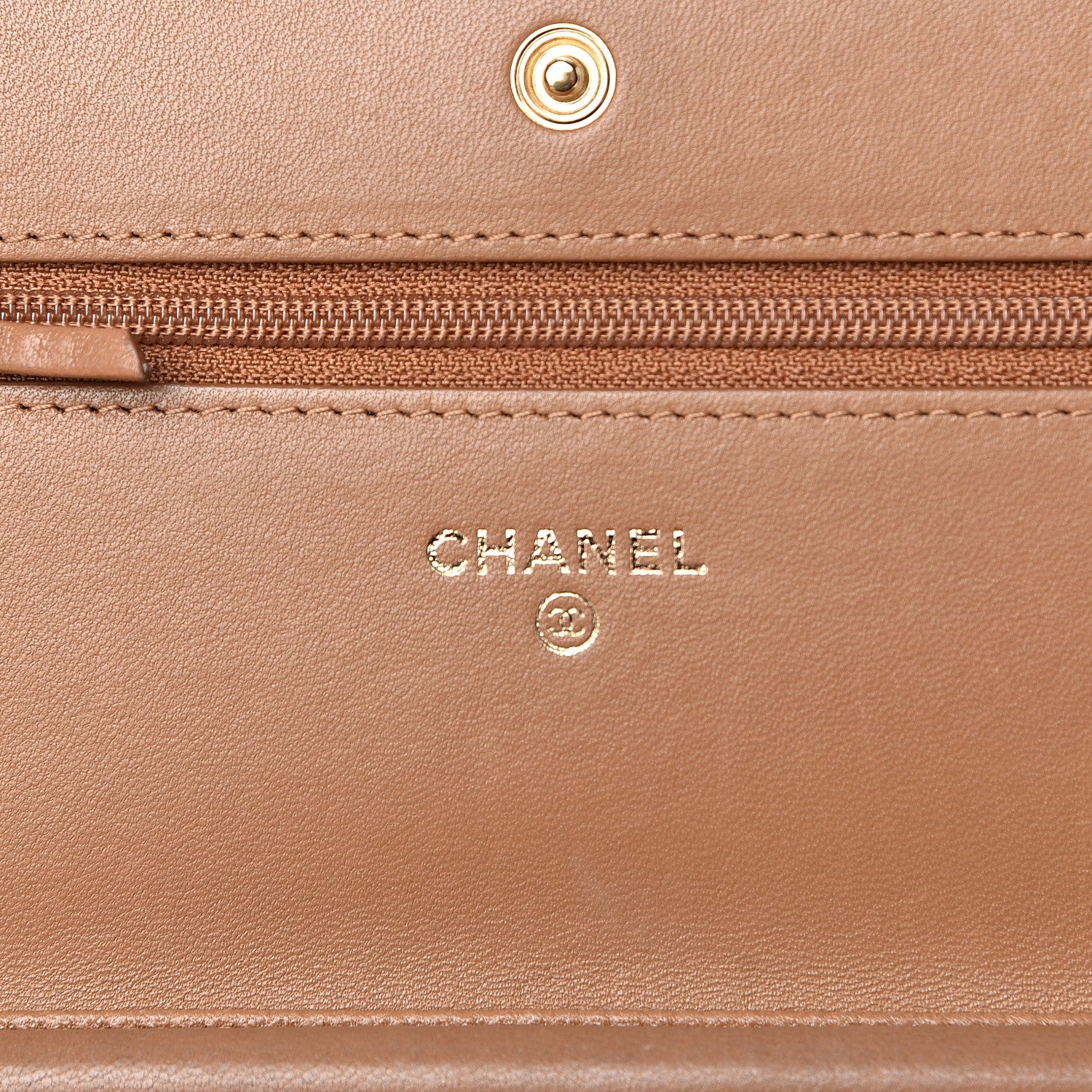 Chanel Lambskin Quilted Wallet on Chain WOC Dark Beige 6 of 23
