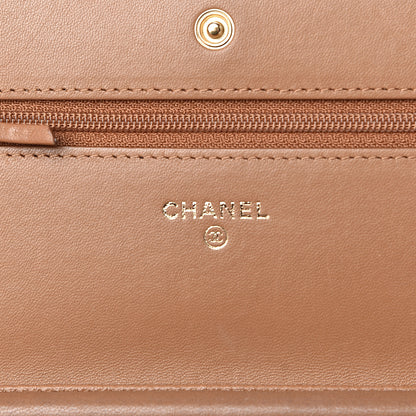 Chanel Lambskin Quilted Wallet on Chain WOC Dark Beige 6 of 23
