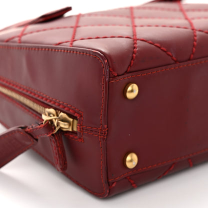 Chanel Calfskin Contrast Stitch Small Surpique Bowler Red 8 of 10