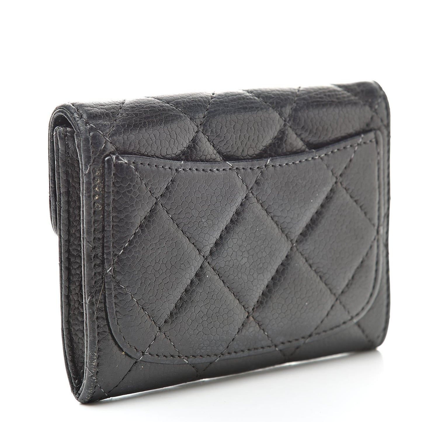 Caviar Quilted Flap Card Holder Black