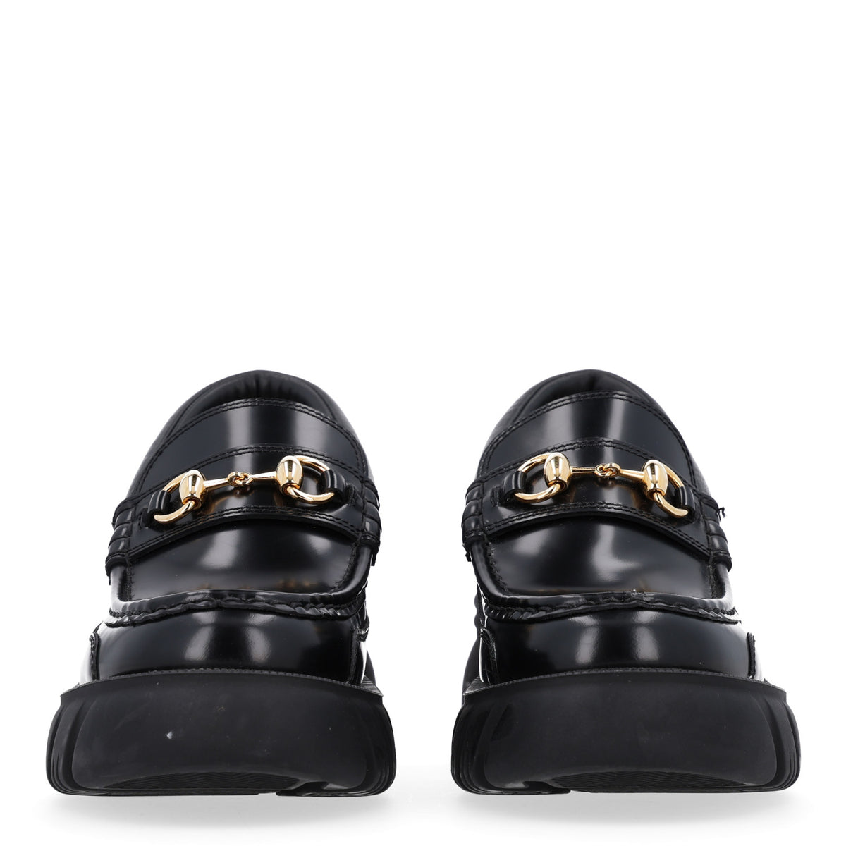 Gucci Magnum Calfskin Nappa Samoa Womens Horsebit Platform Chunky Lug Sole 40mm Loafers 37 Black 3 of 10