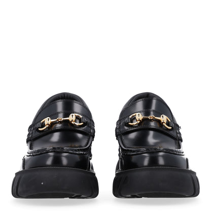 Gucci Magnum Calfskin Nappa Samoa Womens Horsebit Platform Chunky Lug Sole 40mm Loafers 37 Black 3 of 10
