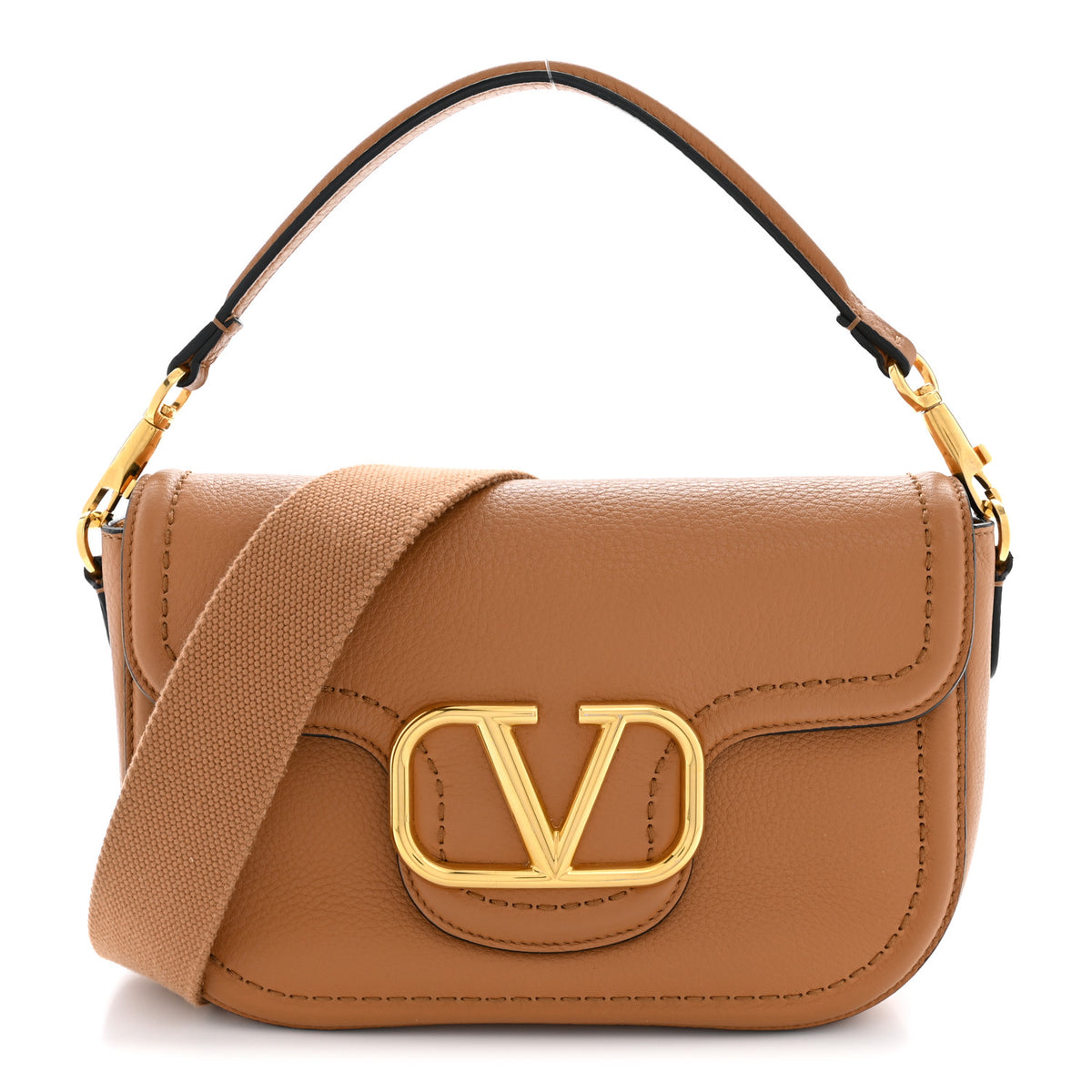 Valentino Garavani Soft Grainy Calfskin Alltime Shoulder Bag Almond Beige 1 of 11