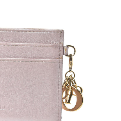Christian Dior Metallic Lambskin Cannage Lady Dior Card Holder Pink 9 of 10
