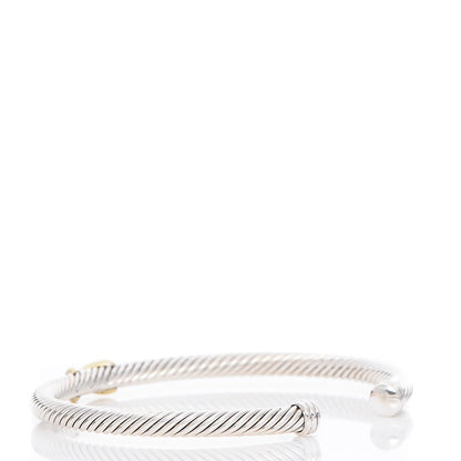 David Yurman Sterling Silver 18K Yellow Gold 4mm X Station Cable Bracelet 3 of 4