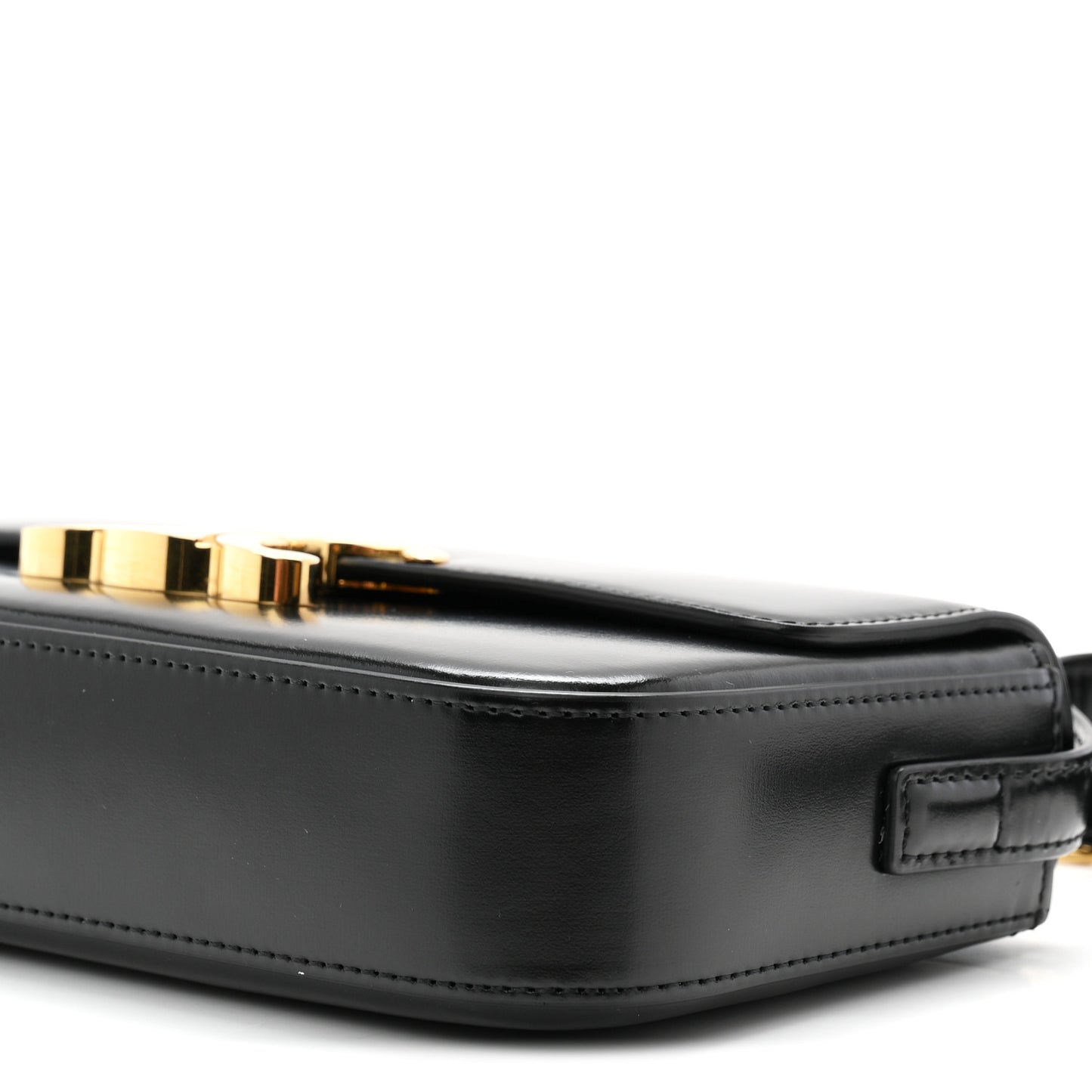 Shiny Calfskin Triomphe Shoulder Bag Black