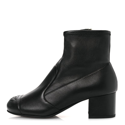Chanel Stretch Lambskin Cap Toe CC Short Boots 36.5 Black 1 of 12