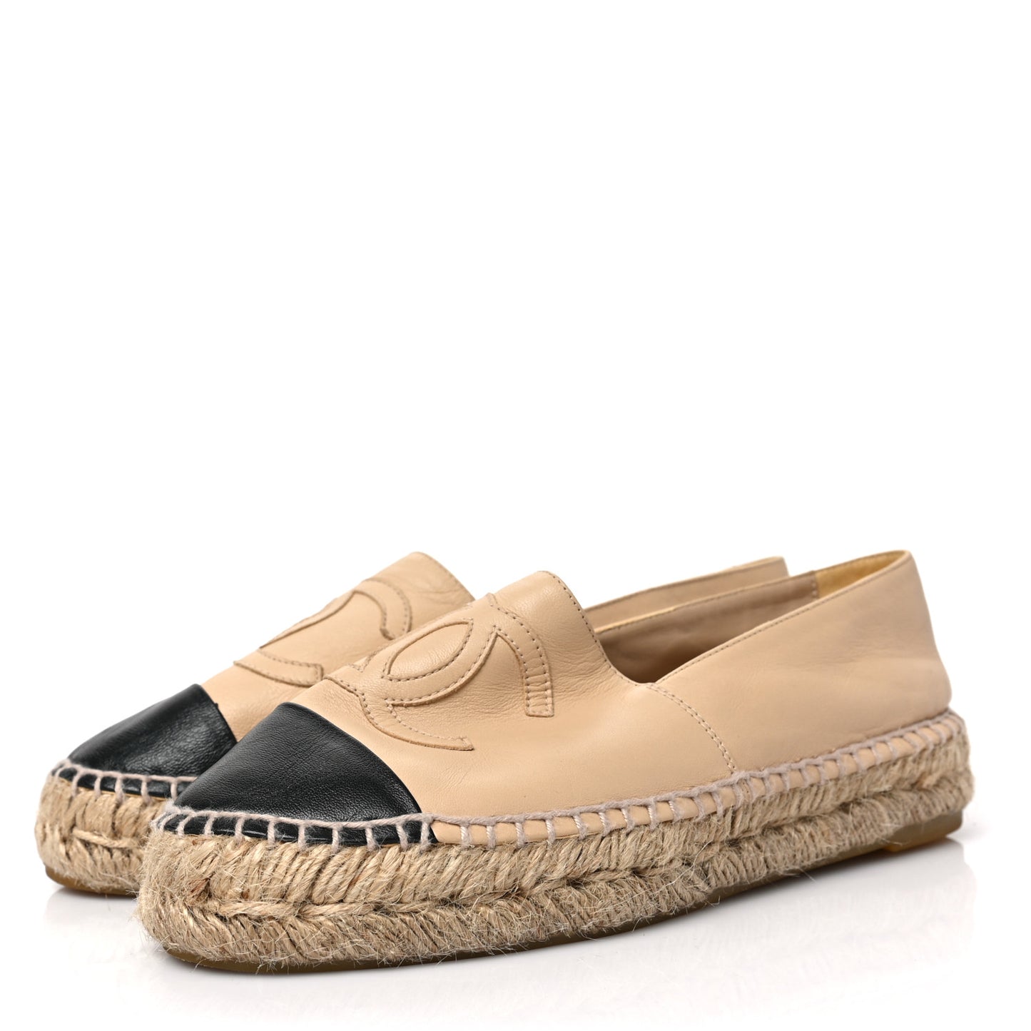Lambskin CC Espadrilles 36 Beige Black