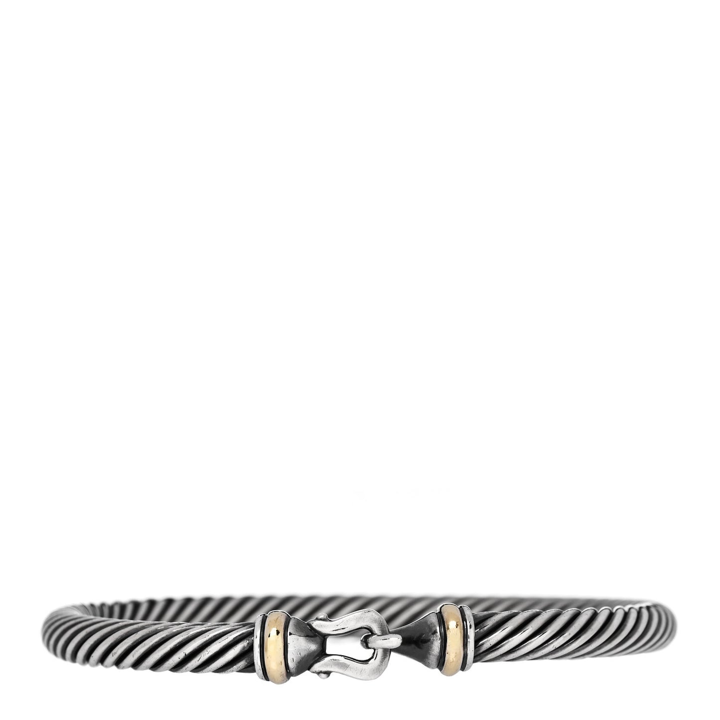 Sterling Silver 18K Yellow Gold 5mm Cable Classic Buckle Bracelet