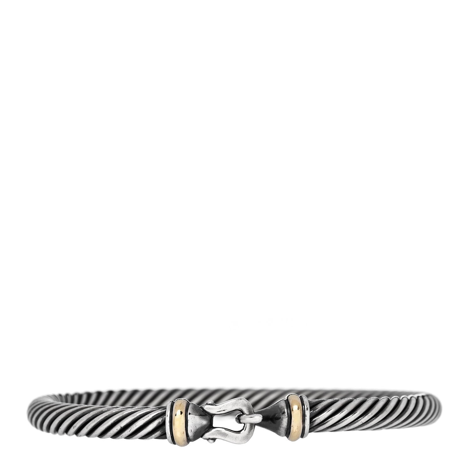 David Yurman Sterling Silver 18K Yellow Gold 5mm Cable Classic Buckle Bracelet 1 of 4