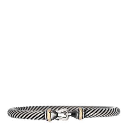 David Yurman Sterling Silver 18K Yellow Gold 5mm Cable Classic Buckle Bracelet 1 of 4