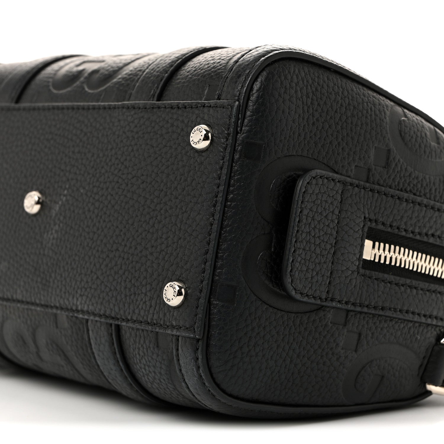 Gucci Piuma Calfskin Jumbo GG Embossed Mini Duffle Bag Black 10 of 10