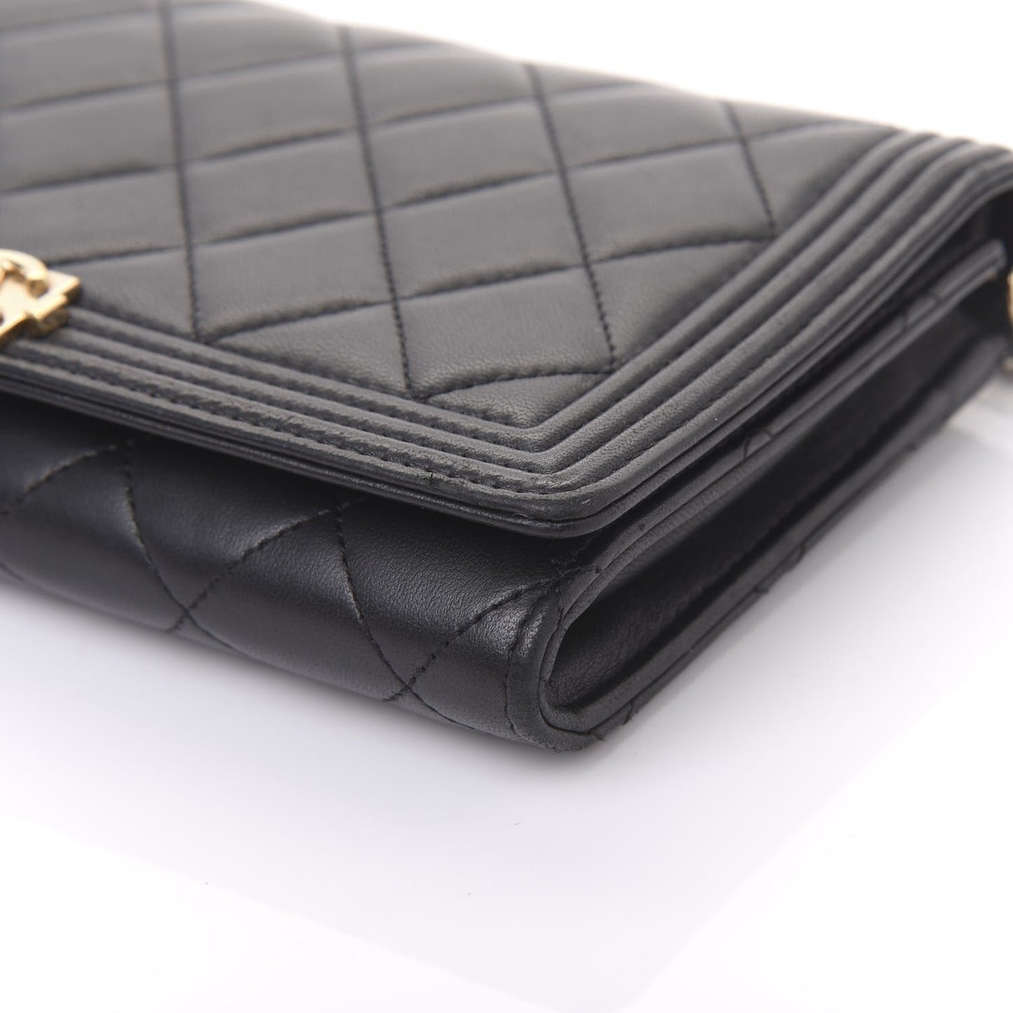 Lambskin Quilted Boy Wallet On Chain WOC Black