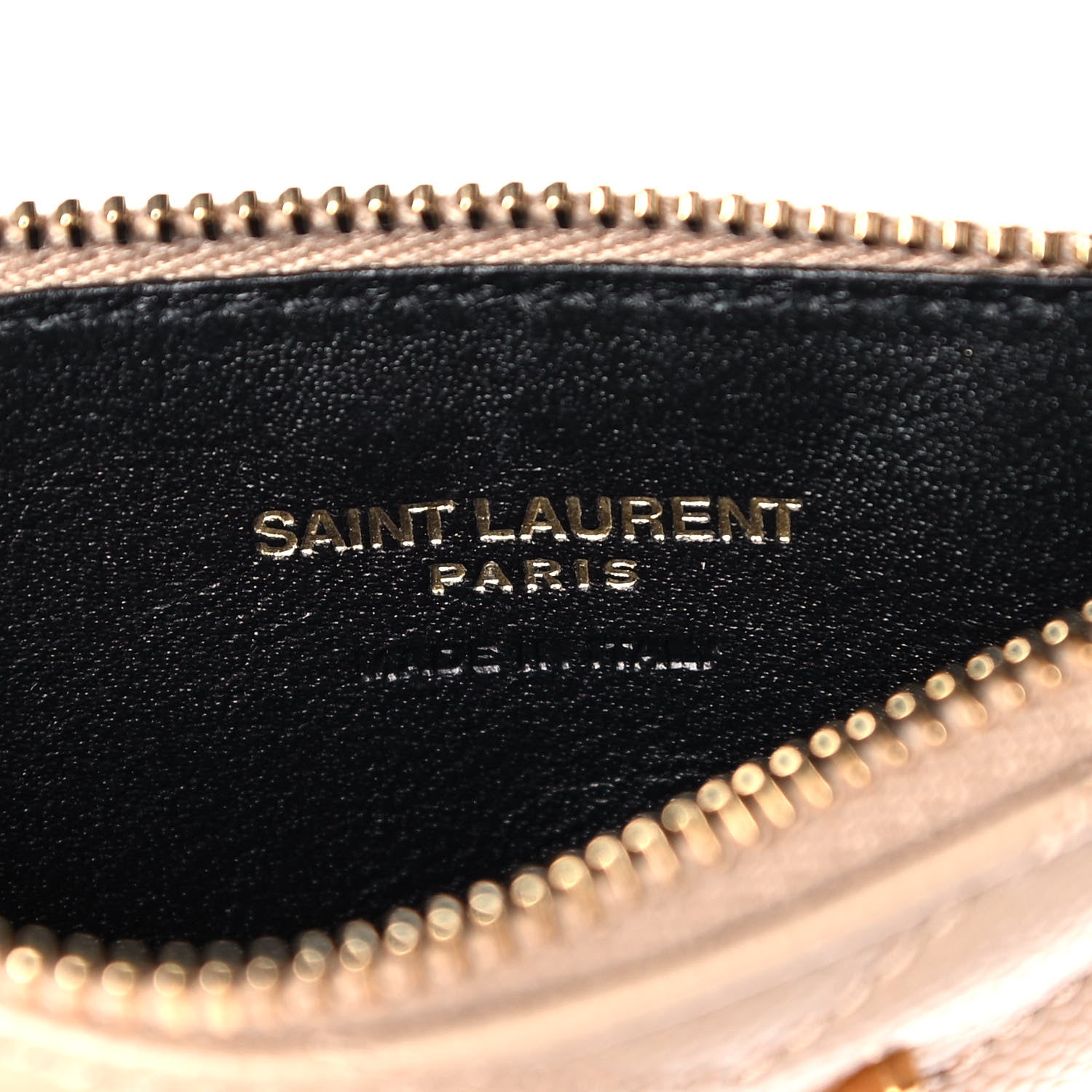Saint Laurent Grain De Poudre Matelasse Chevron Monogram Fragments Zippered Card Case Nude Powder 6 of 9