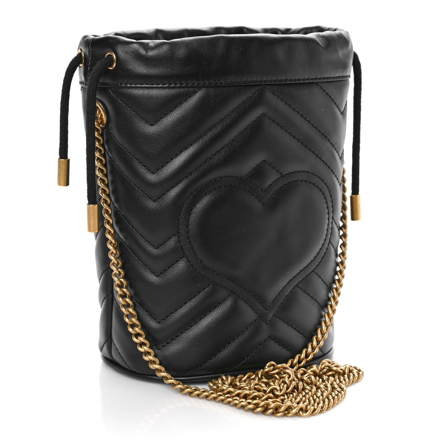 Calfskin Matelasse Mini GG Marmont 2.0 Bucket Bag Black