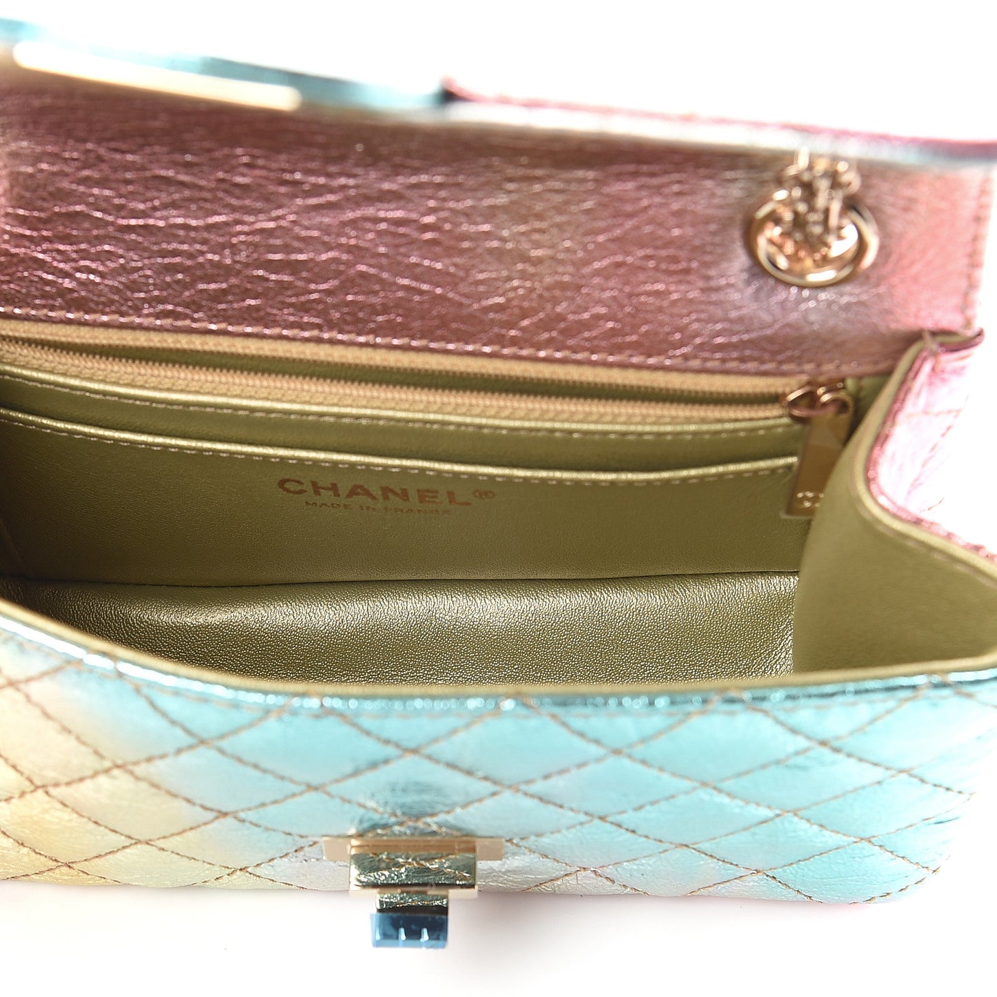 Metallic Goatskin Quilted Mini 2.55 Reissue Flap Multicolor