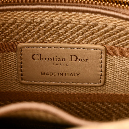Christian Dior Raffia Woven 3D Embroidered Medium Lady D-Lite Natural Black 6 of 9