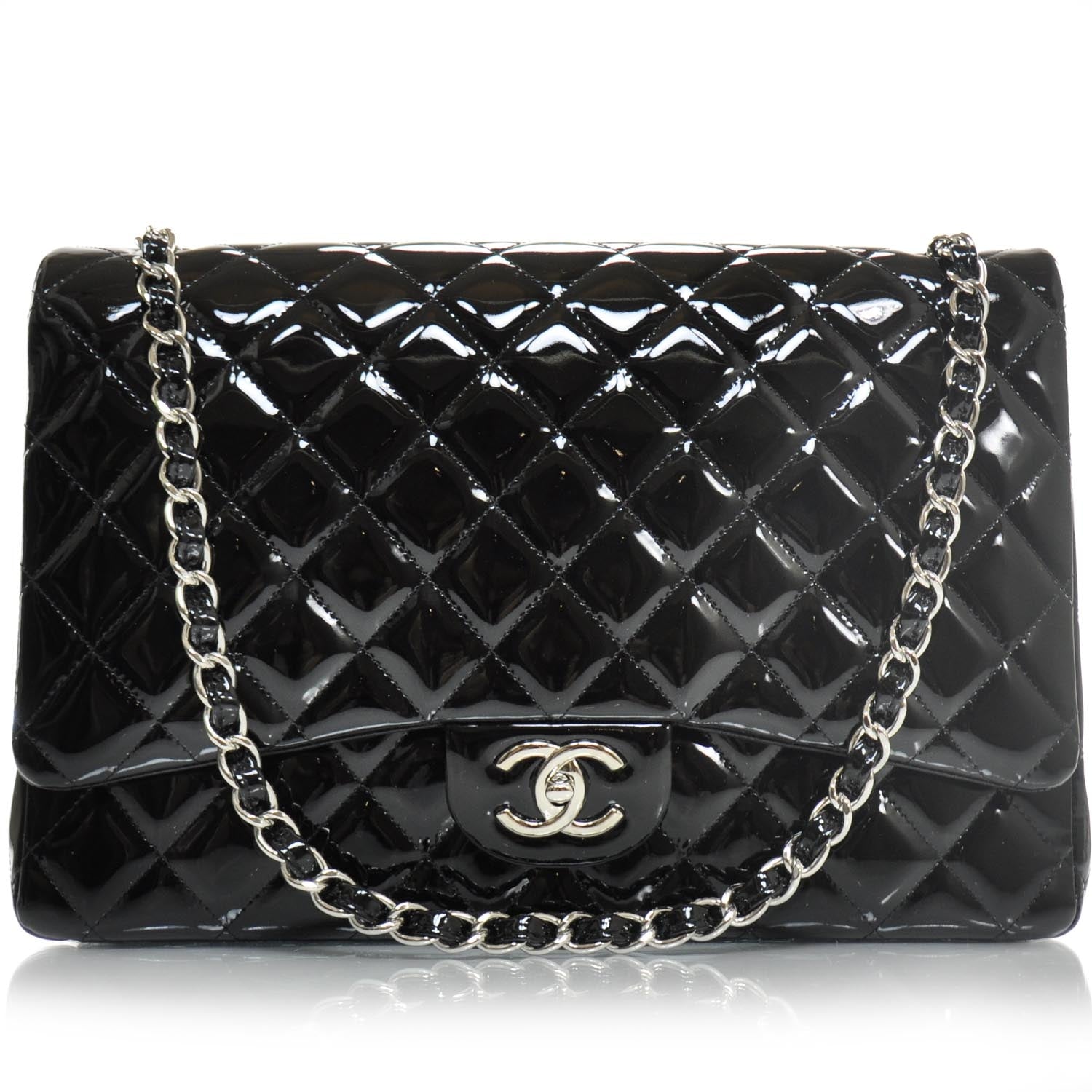 Chanel Patent Maxi Double Flap Black SHW 1 of 9