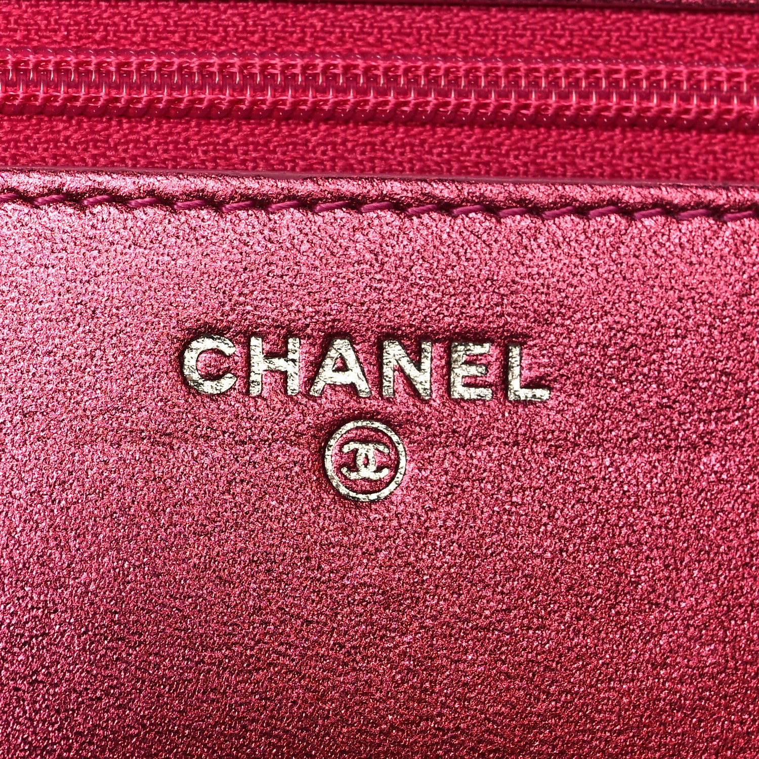 Chanel Metallic Patent Calfskin Quilted Boy Wallet On Chain WOC Fuchsia 6 of 10