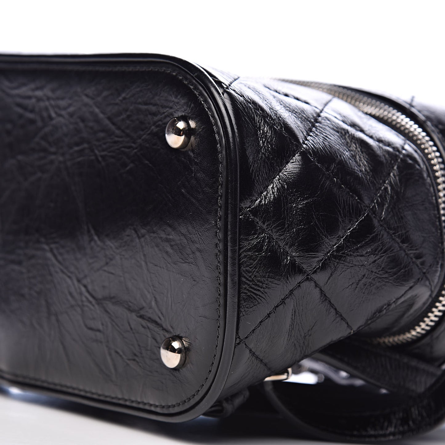 Crumpled Calfskin PVC Quilted Backpack Black