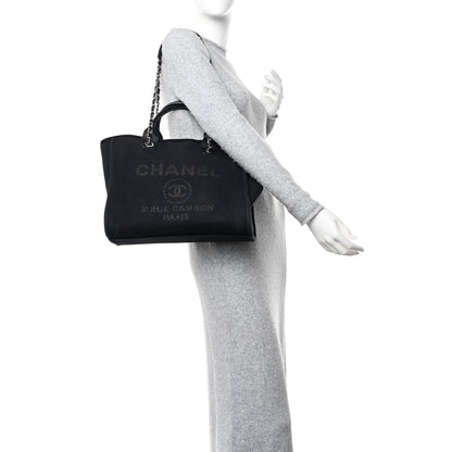 Chanel Mixed Fibers Small Deauville Tote Black 2 of 12