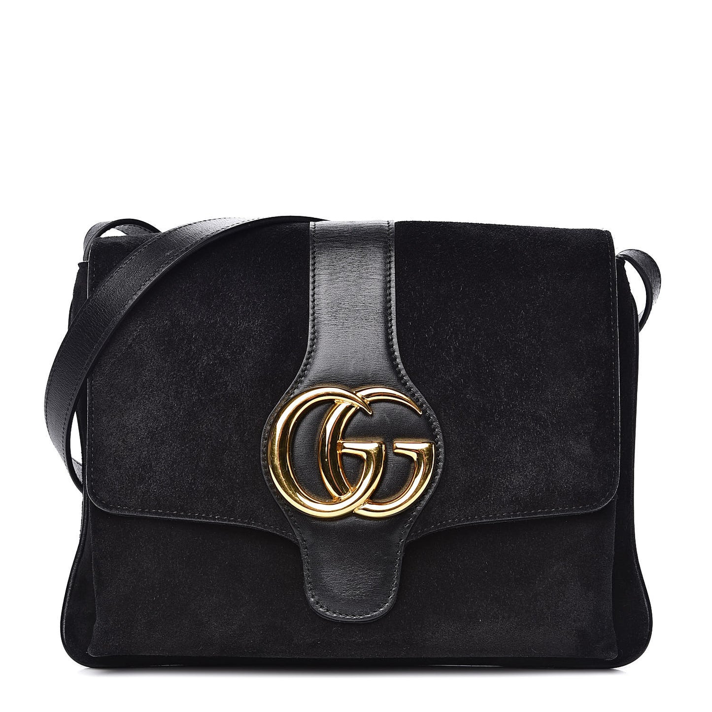 Suede Medium Arli Flap Shoulder Bag Black