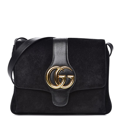 Gucci Suede Medium Arli Flap Shoulder Bag Black 1 of 15