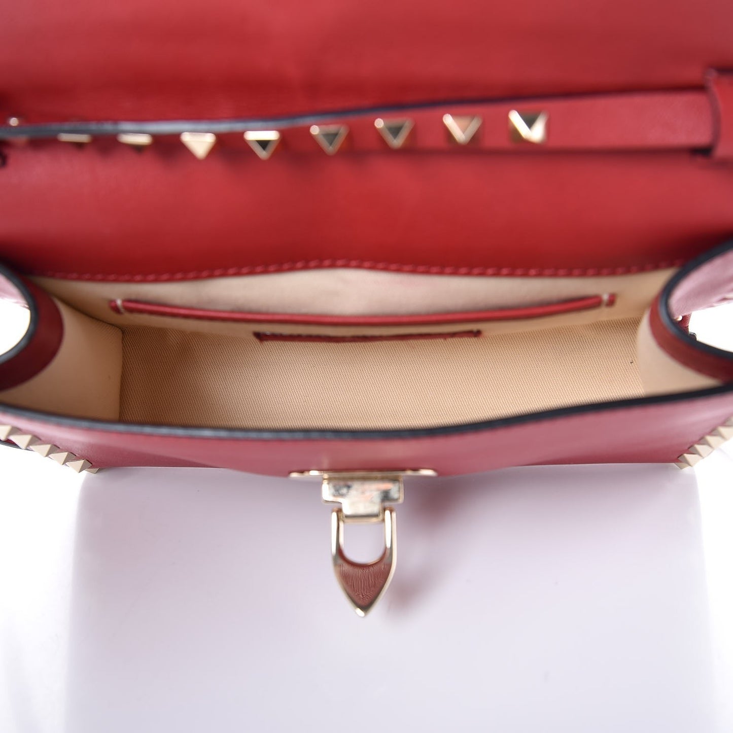 Vitello Medium Rockstud Flip Lock Crossbody Bag Rosso Valentino