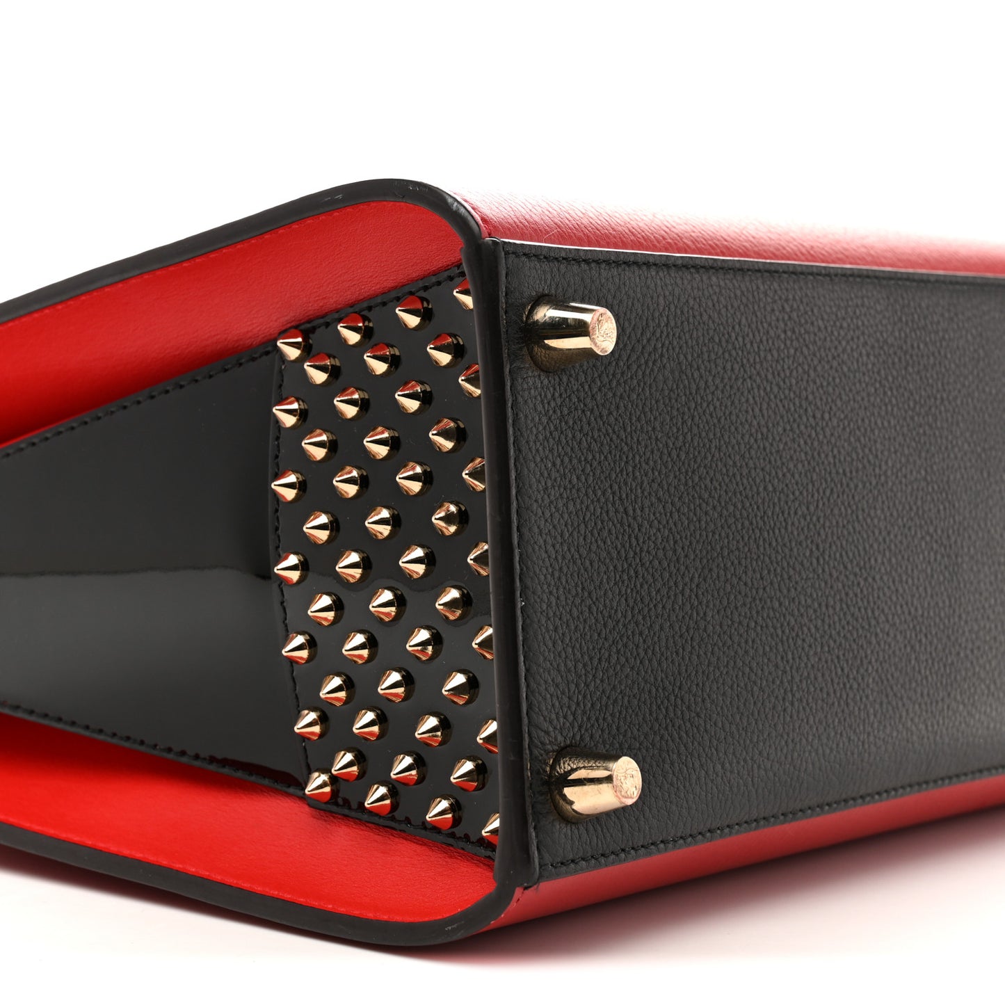 Calfskin Empire Patent Studded Medium Paloma Loulou Carmin Black