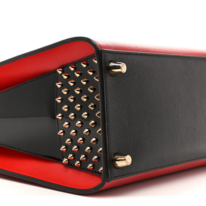 Christian Louboutin Calfskin Empire Patent Studded Medium Paloma Loulou Carmin Black 8 of 13