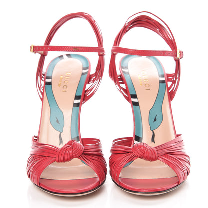 Gucci Malaga Kid Knotted Allie Sandals 37.5 Lipstick 2 of 11