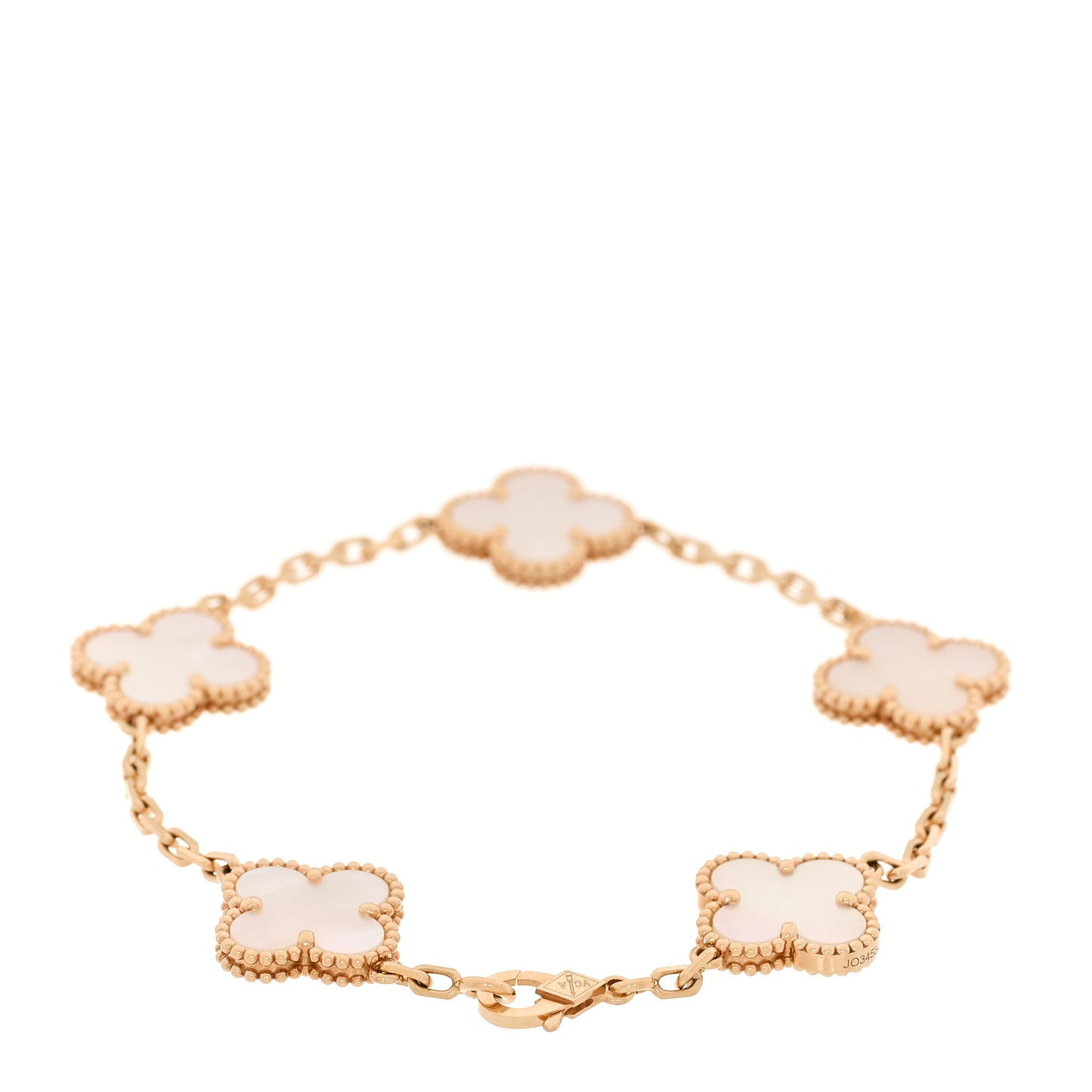 18K Yellow Gold Mother of Pearl 5 Motifs Vintage Alhambra Bracelet