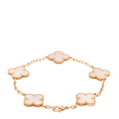 Van Cleef & Arpels 18K Yellow Gold Mother of Pearl 5 Motifs Vintage Alhambra Bracelet 2 of 6
