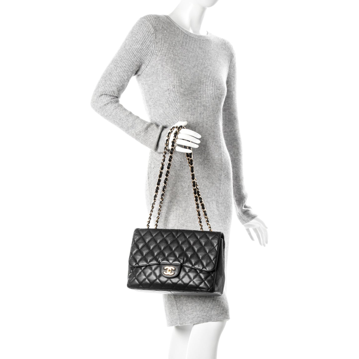 Caviar Quilted Jumbo Single Flap Black