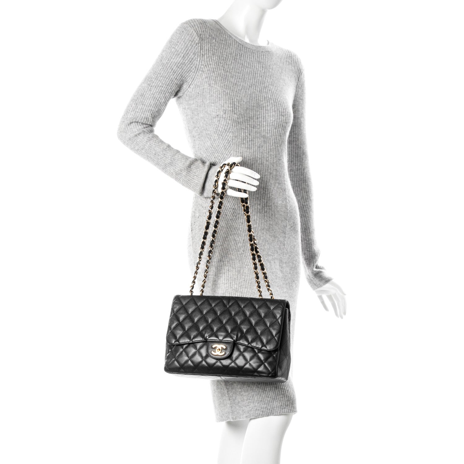 Chanel Caviar Quilted Jumbo Single Flap Black 2 of 10