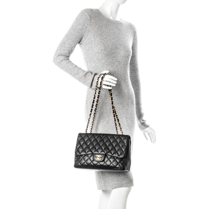 Chanel Caviar Quilted Jumbo Single Flap Black 2 of 10