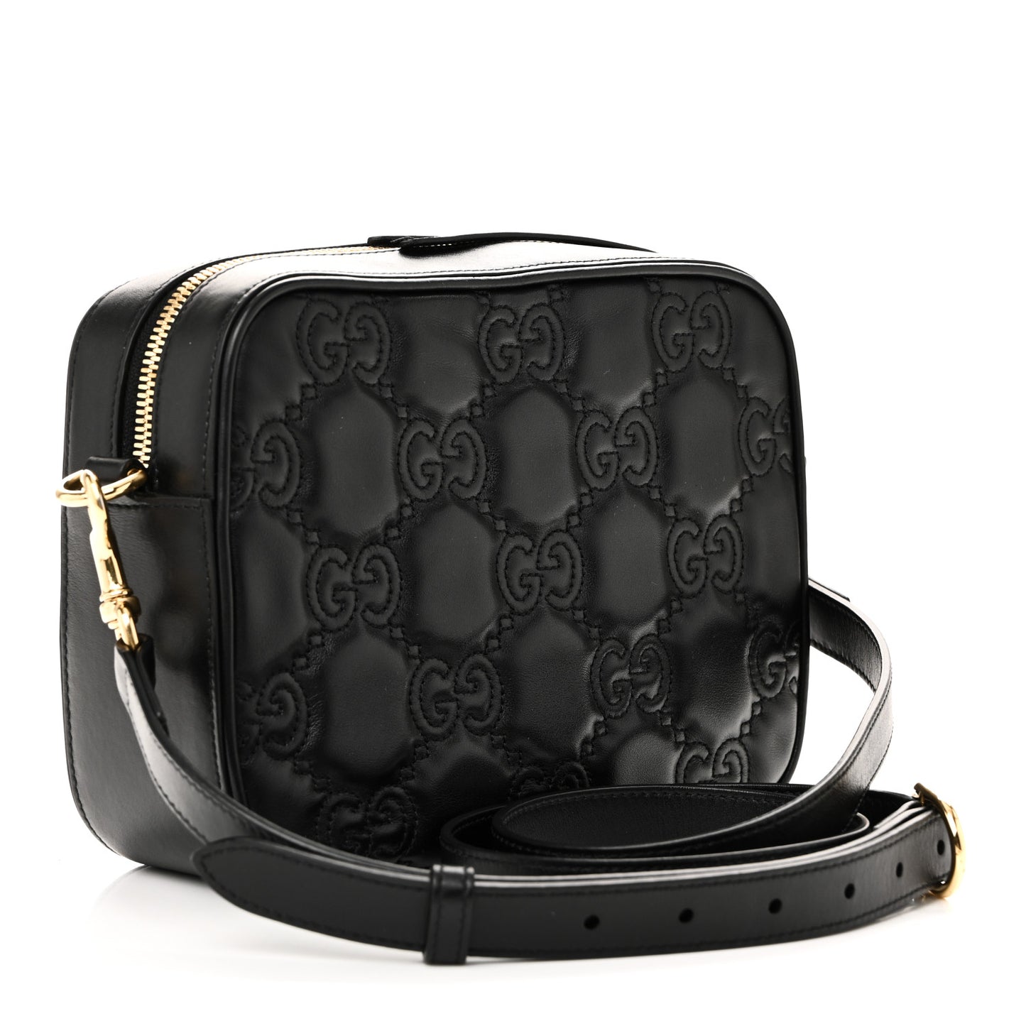 Calfskin GG Matelasse Shoulder Bag Black Natural