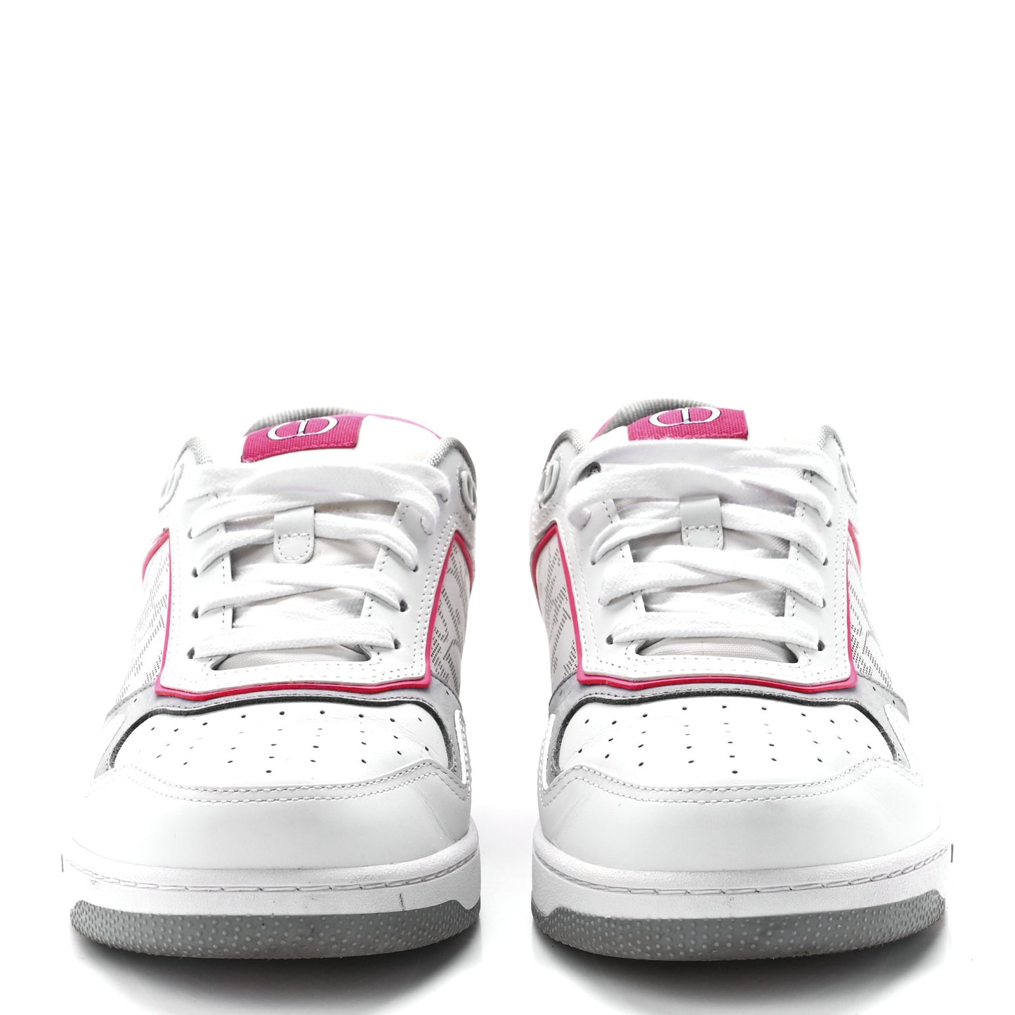 Smooth Calfskin Oblique Galaxy Perforated Mens B27 Low Top Sneakers 40 White Neon Pink