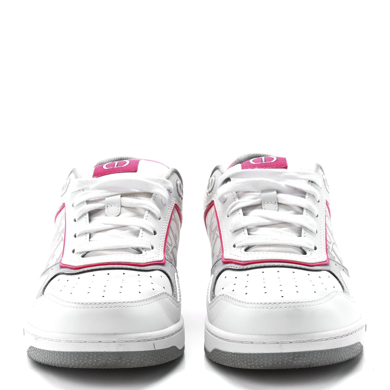 Christian Dior Smooth Calfskin Oblique Galaxy Perforated Mens B27 Low Top Sneakers 40 White Neon Pink 2 of 9