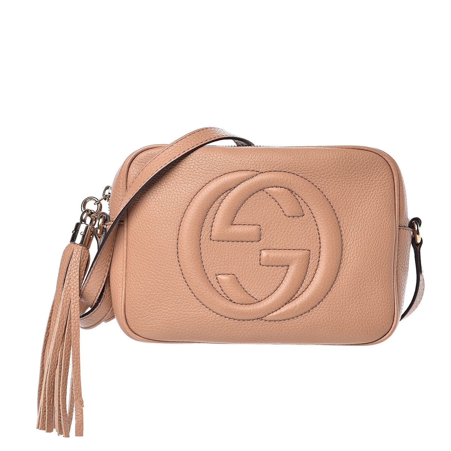Pebbled Calfskin Small Soho Disco Bag Rose Beige