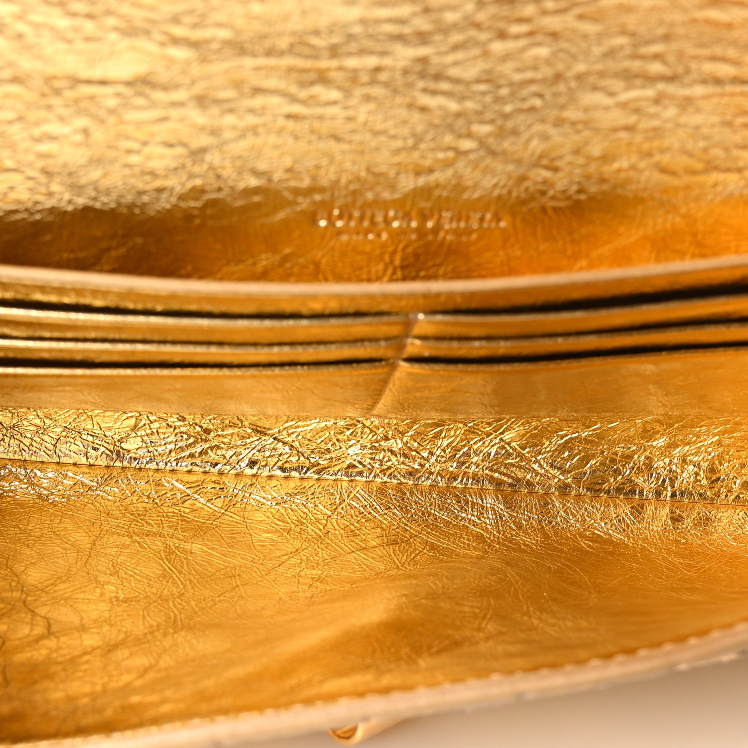 Bottega Veneta Metallic Satin Lambskin Intrecciato Long Andiamo Top Handle Clutch Gold 5 of 9
