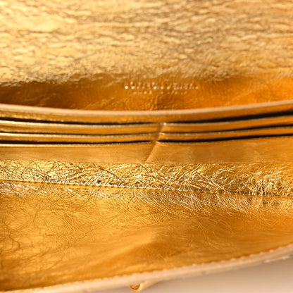 Bottega Veneta Metallic Satin Lambskin Intrecciato Long Andiamo Top Handle Clutch Gold 5 of 9