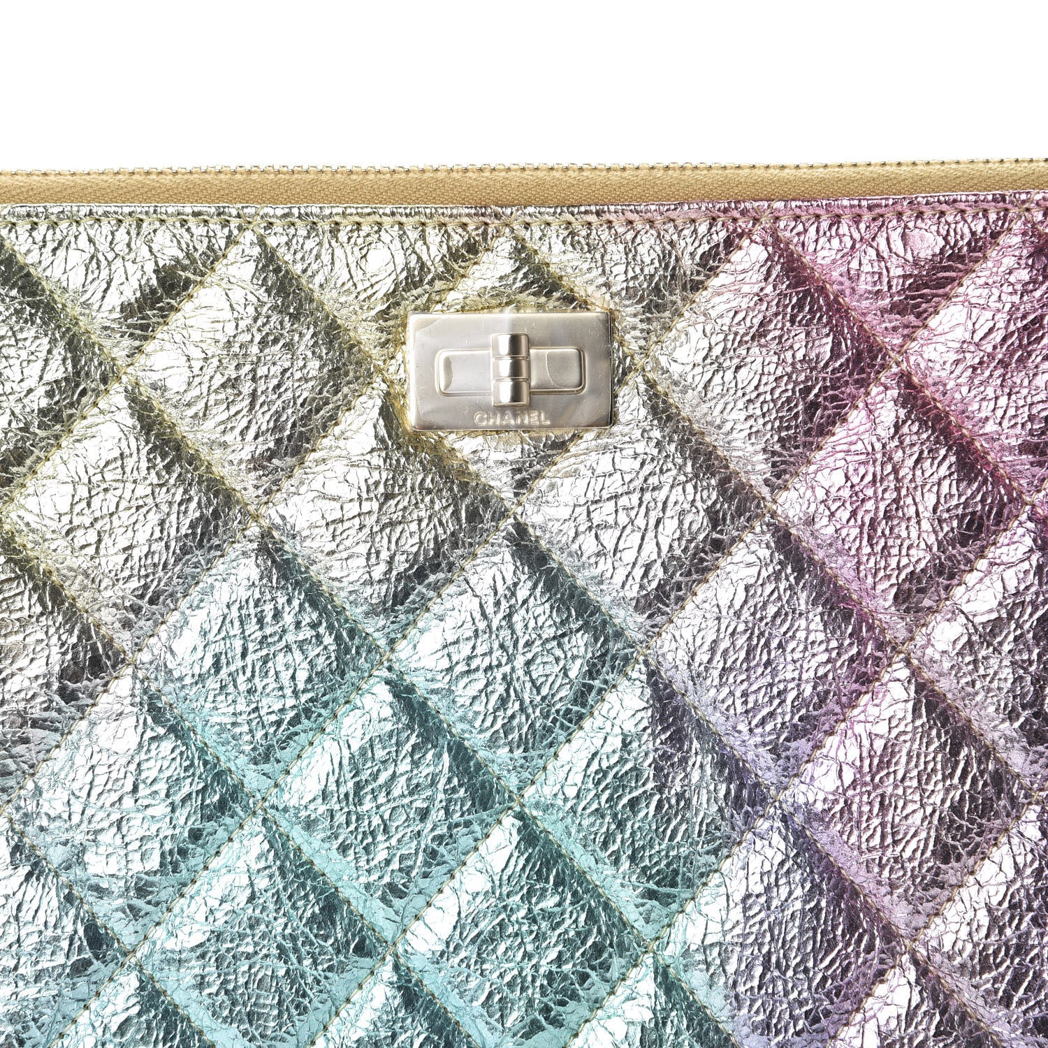 Chanel Metallic Goatskin Quilted Medium 2.55 Reissue Cosmetic Case Multicolor 9 of 10