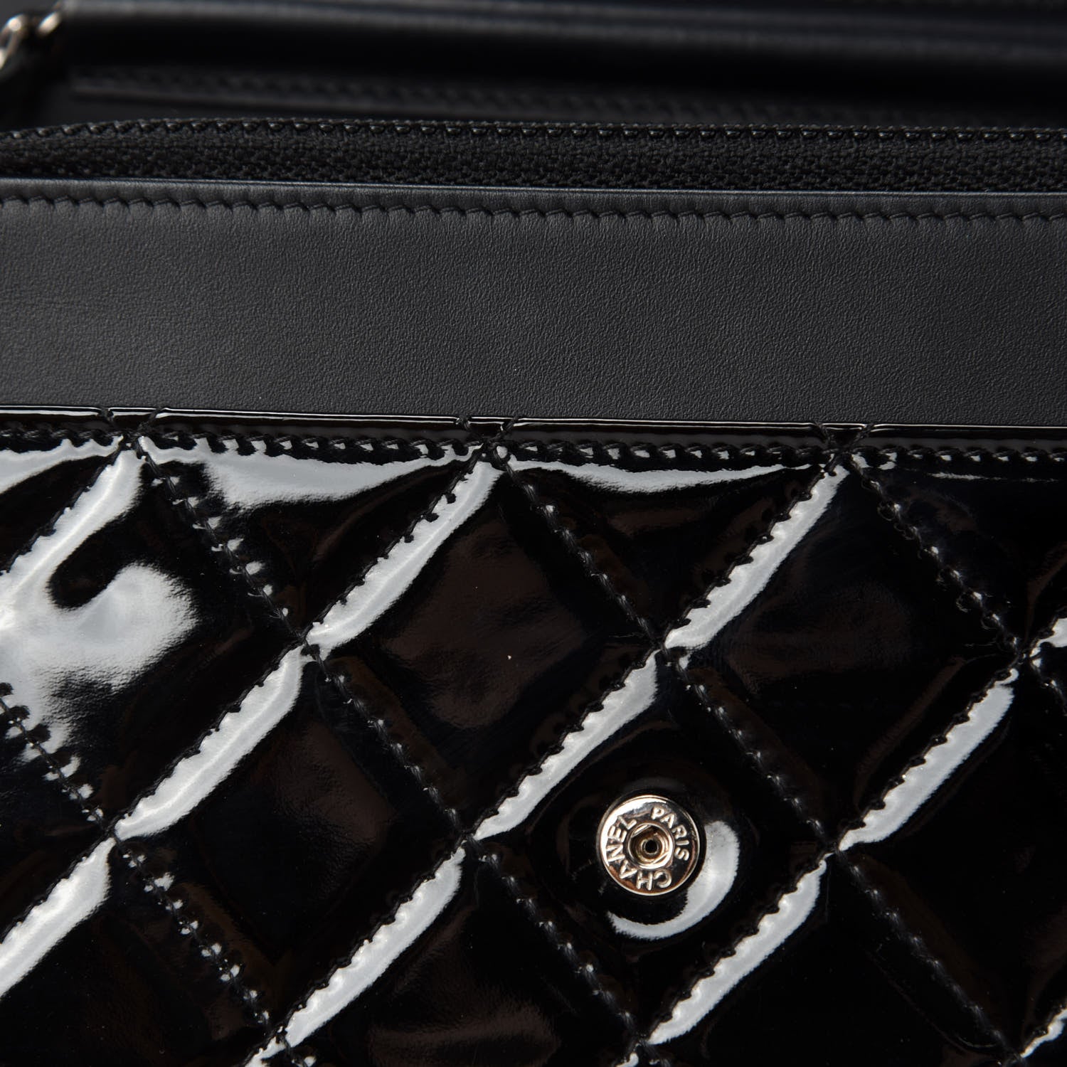 Chanel Patent Quilted Wallet On Chain WOC Black 8 of 13