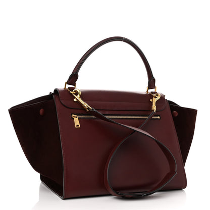 Celine Smooth Calfskin Suede Medium Trapeze Burgundy 3 of 10