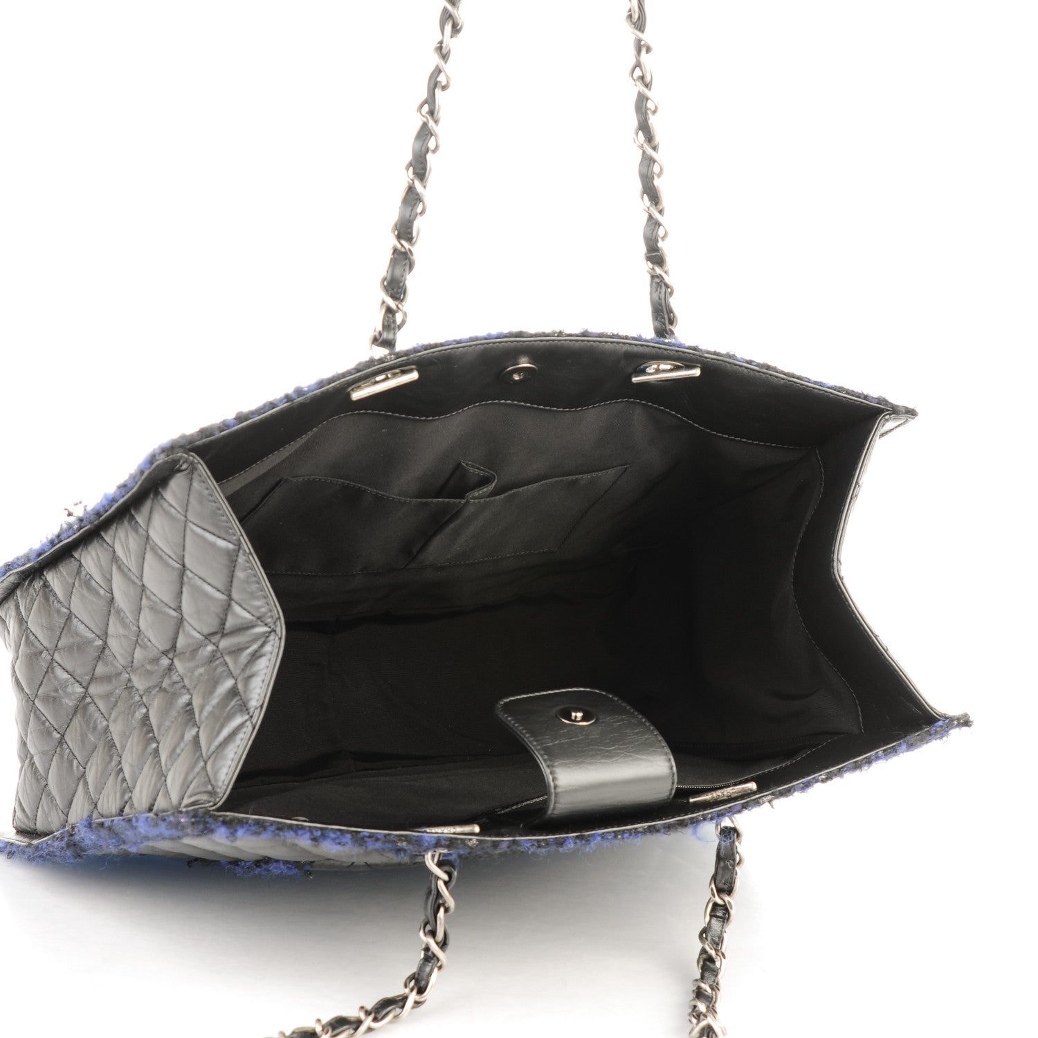 Chanel Calfskin Tweed Large Secrets Tote Navy 5 of 7