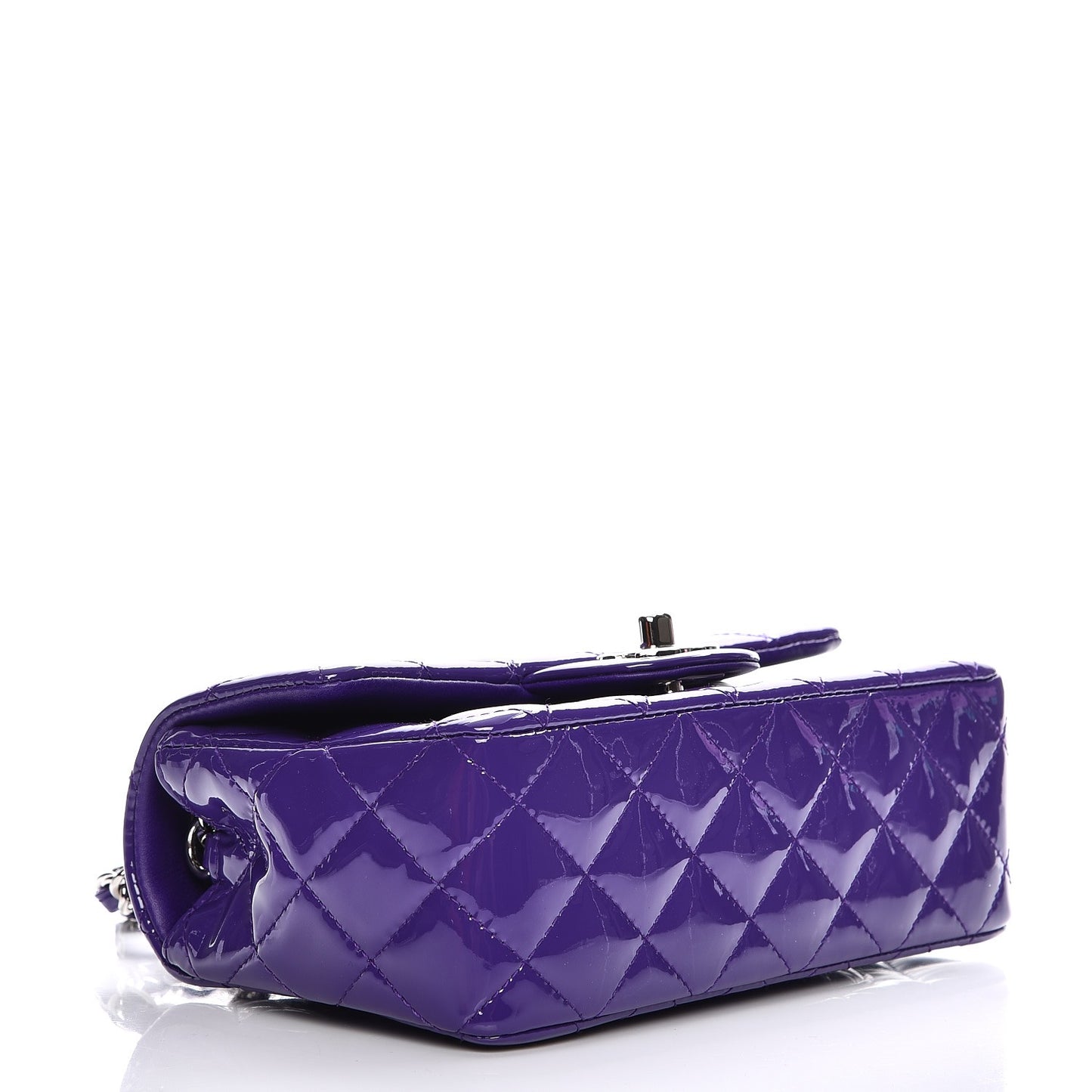 Patent Quilted Mini Rectangular Flap Purple