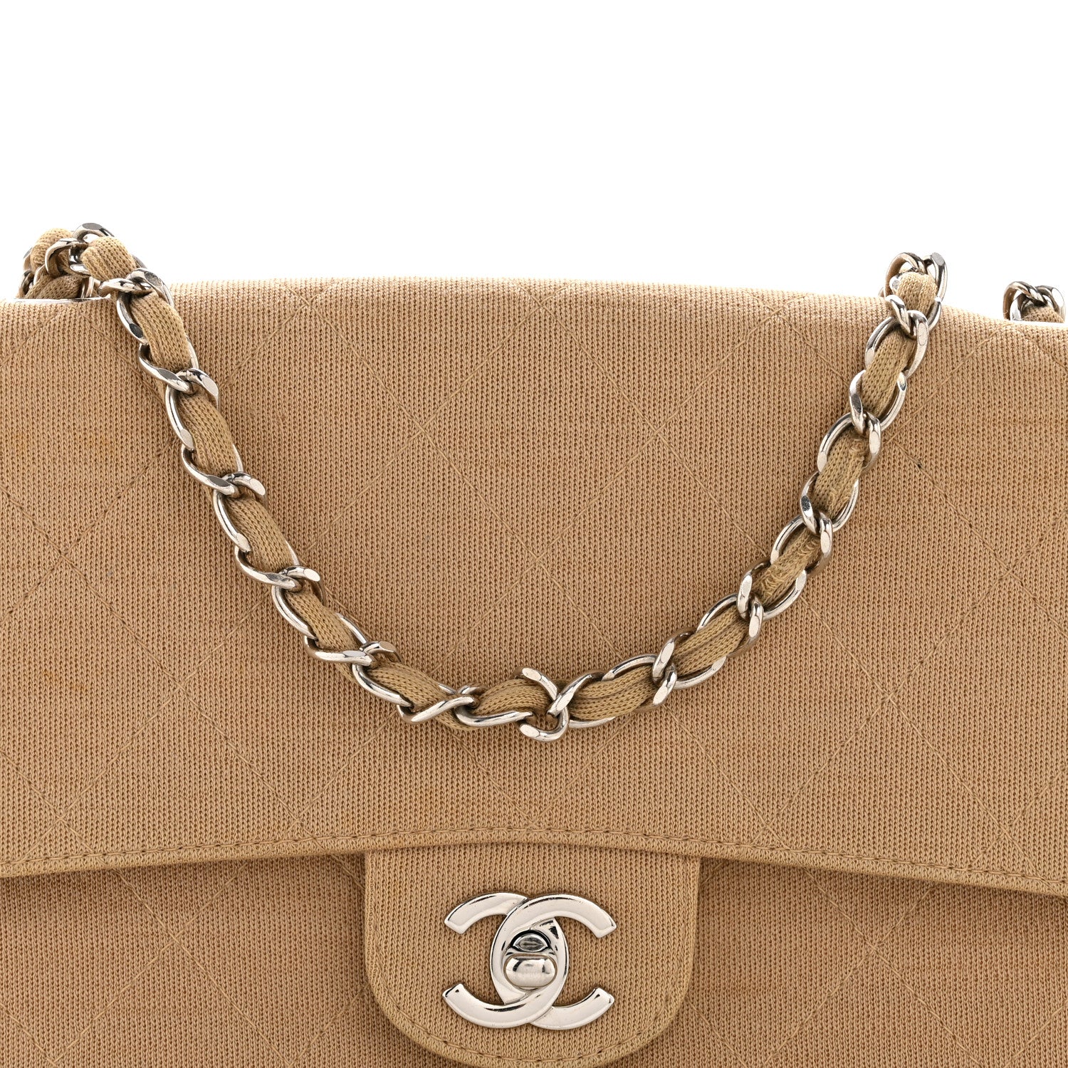 Chanel Jersey Quilted Medium Single Flap Beige 8 of 16