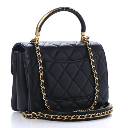 Chanel Calfskin Quilted Small Gold Top Handle Flap Black 2 of 4