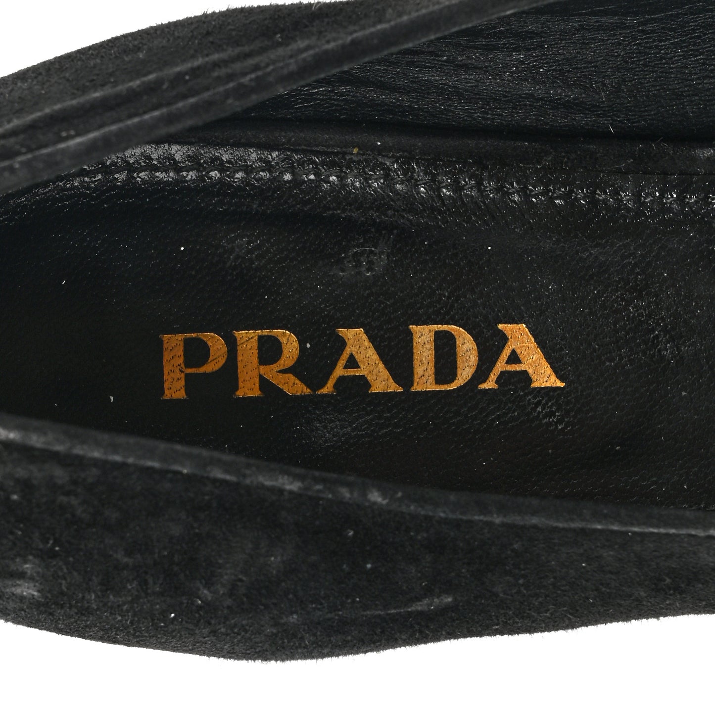 Suede Metal Plate Logo Loafers 37.5 Black